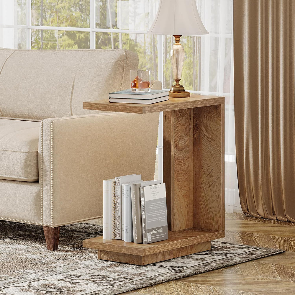 Tribesigns C-Shaped Side Table for Couch, 2-Tier C Table with Sturdy Pedestal...