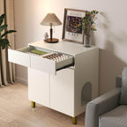 Large/Tall Litter Box Enclosure, Modern Wooden Litter Box Furniture for XL Litterbox with Drawer as Sideboard Cabinet (White)