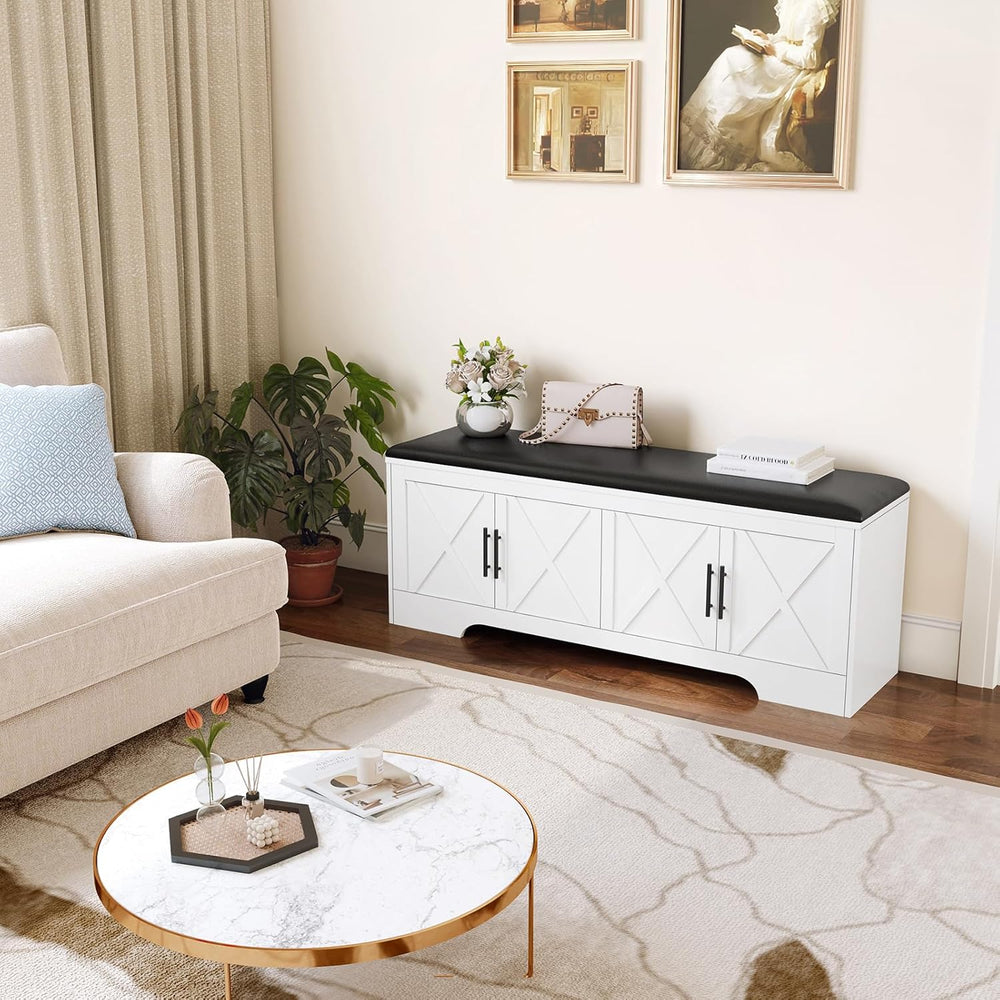 DreamDashio Storage Bench with Cushion, 47.2" End of Bed Storage Bench w...