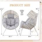 Vongrasig Outdoor Wicker Egg Chair PE Rattan Chair with Cushion, Oversized Patio Lounge Chair for Outdoor, Indoor, Balcony, Backyard, Garden, Grey/Beige Rattan