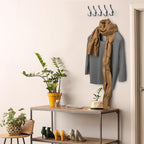 Coat Rack Wall Mount with 5 Tri Hooks, Stainless Steel 16 Inch – White & Black Matte Finish, Heavy Duty Wall Mounted Hook Rack for Coats, Hats, Towels, Scarfs, Robes, Bags, Entryway & Bathroom, 3 Pack
