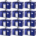 TAILI 12 Pack Dark Blue Extra Large Moving Bags, Heavy Duty Totes with Visible Window, Wrap Around Handles, Great for Space-Saving