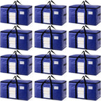 TAILI 12 Pack Dark Blue Extra Large Moving Bags, Heavy Duty Totes with Visible Window, Wrap Around Handles, Great for Space-Saving