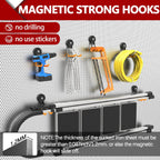 3-H Heavy Duty Magnet Garage Hooks 4 Pack, Extra Large Strong Magnetic Hooks for Hanging Cordless Power Drill, Utility Magnetic Tool Holder for Metal Cabinet, Steel Pegboard, Toolbox, Garage(Orange)