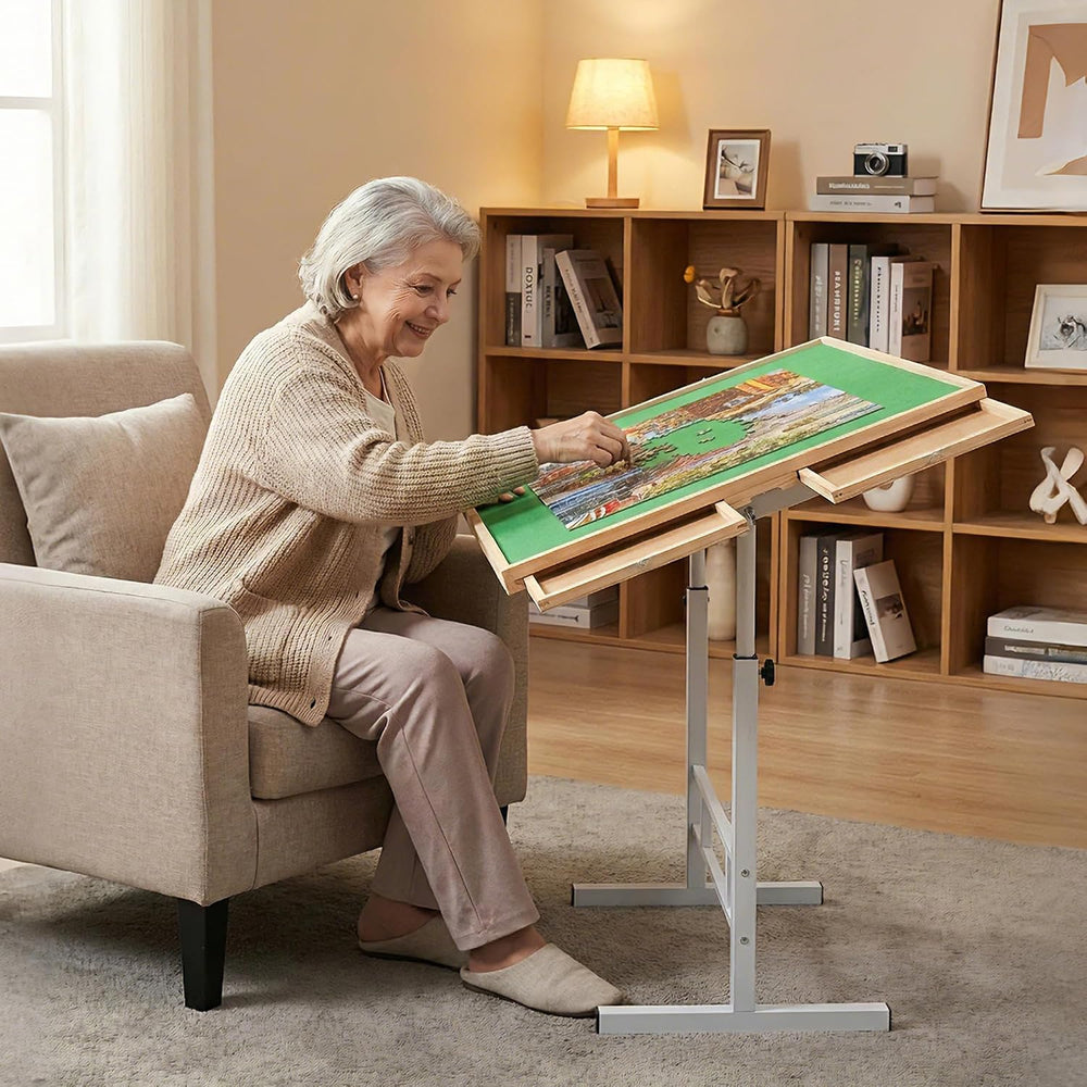 Fanwer 1500 Pieces Tilting Puzzle Table with 4 Drawers & Cover for Adults