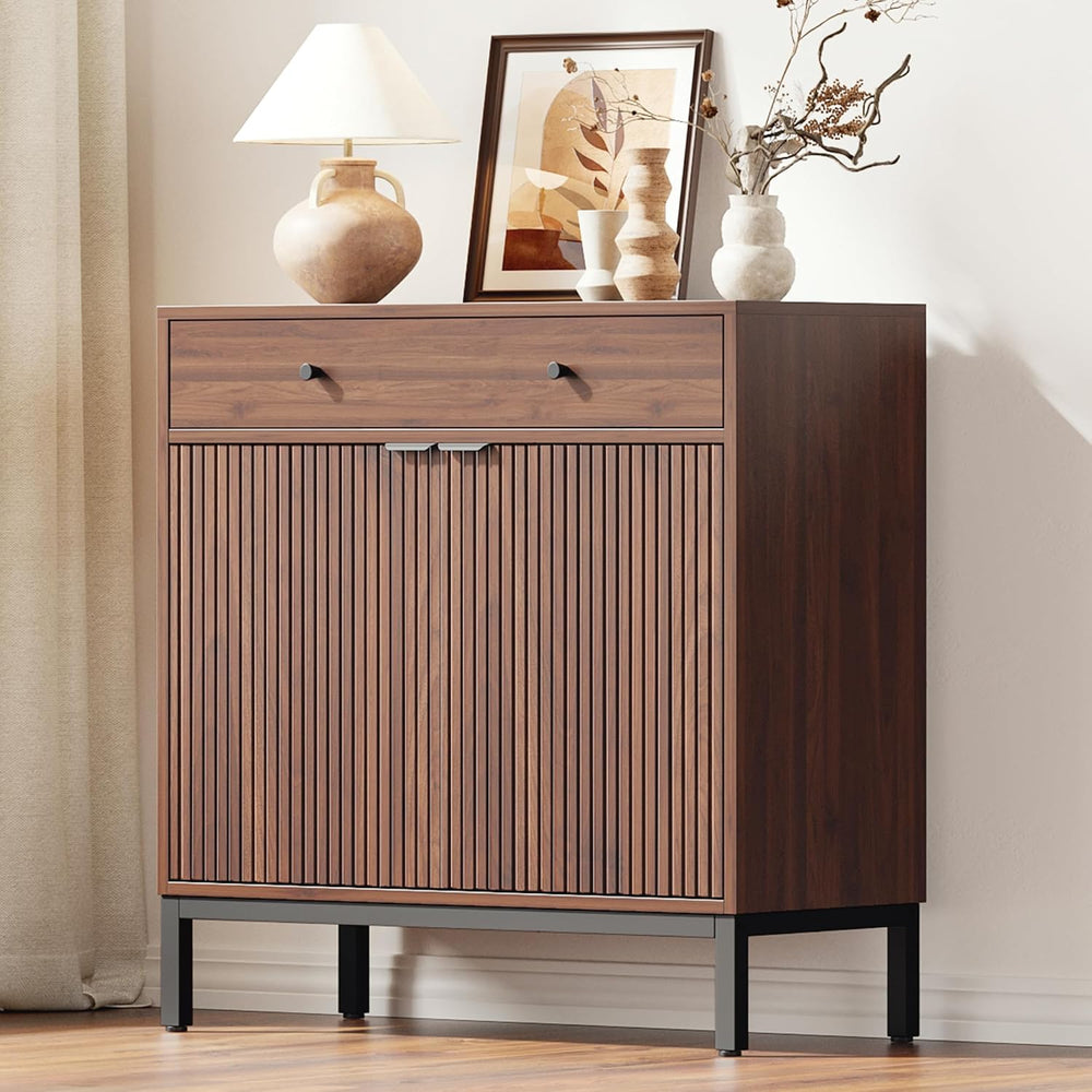 Mericonia Sideboard Buffet Cabinet Storage, Modern Console Fluted Credenza