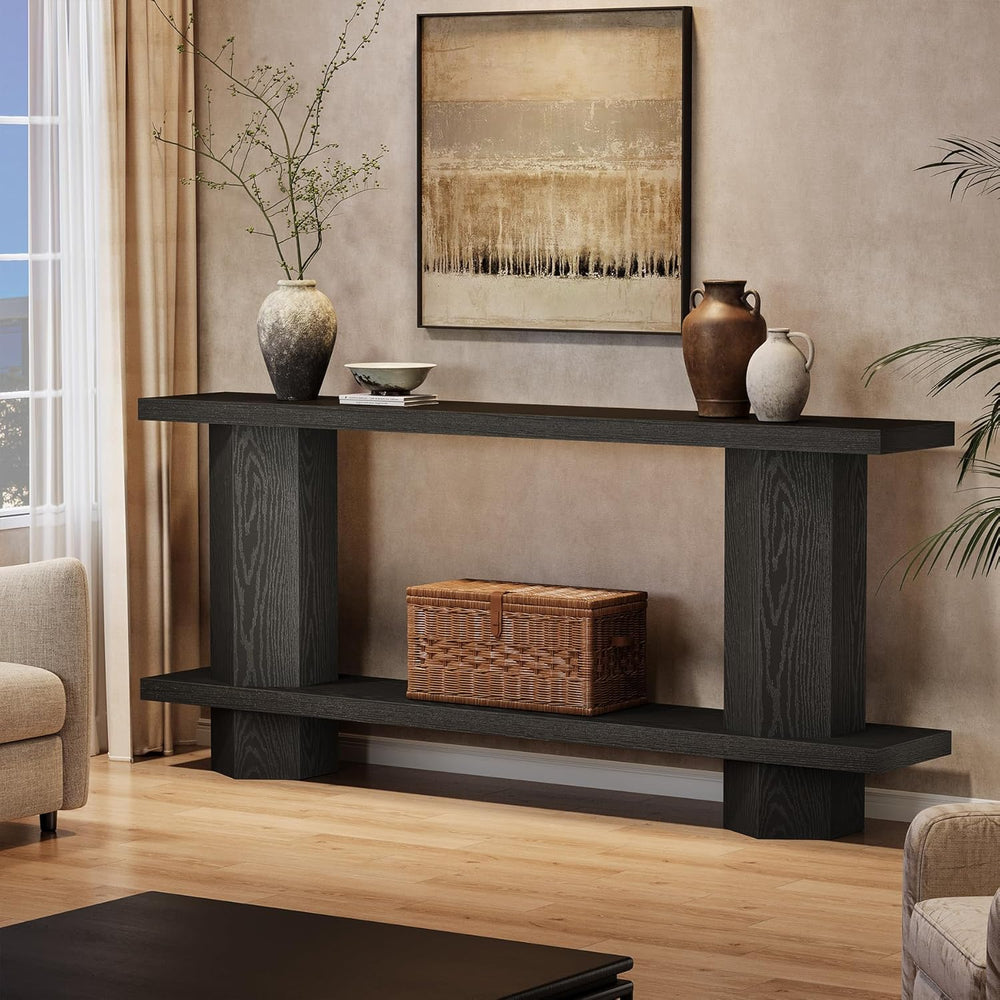 Tribesigns 71-Inch Long Console Table for Entryway, Wooden Sofa Table Behind ...