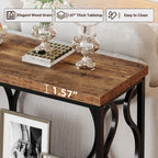 IBF 39.4" Console Sofa Table, Farmhouse Entryway Table Hallway Rustic Brown | Industrial Wood Metal Entry way Narrow Behind Couch Tables with 2-Tier Storage Shelves in Living Room Foyer Entrance