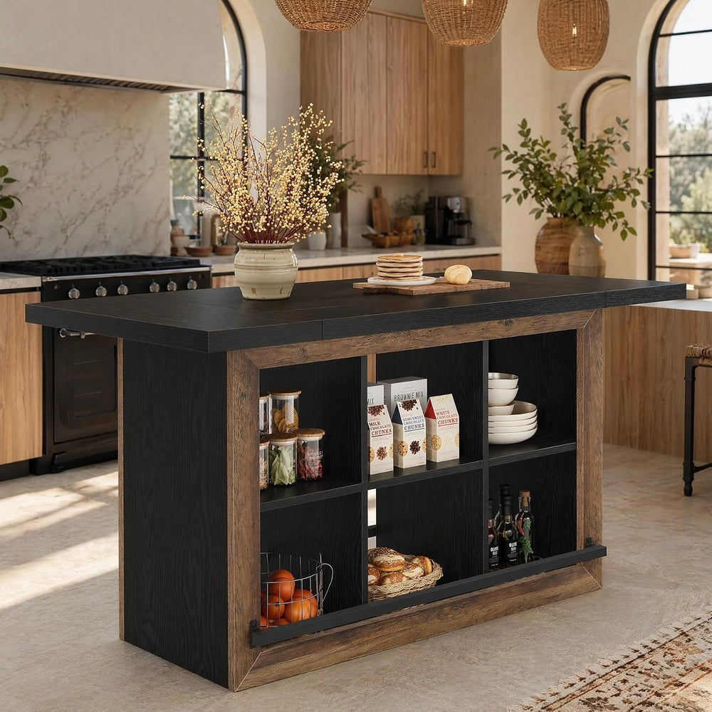 Tribesigns Kitchen Island with Storage, 62.6" Farmhouse Kitchen Island T...