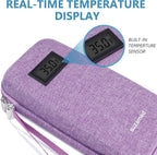 Insulin Cooler Travel Case,EVA Insulation Travel Medicine Kit with Temperature Display for Diabetes Care,Insulin Pen and Other Diabetic Supplies (Purple-Temp)