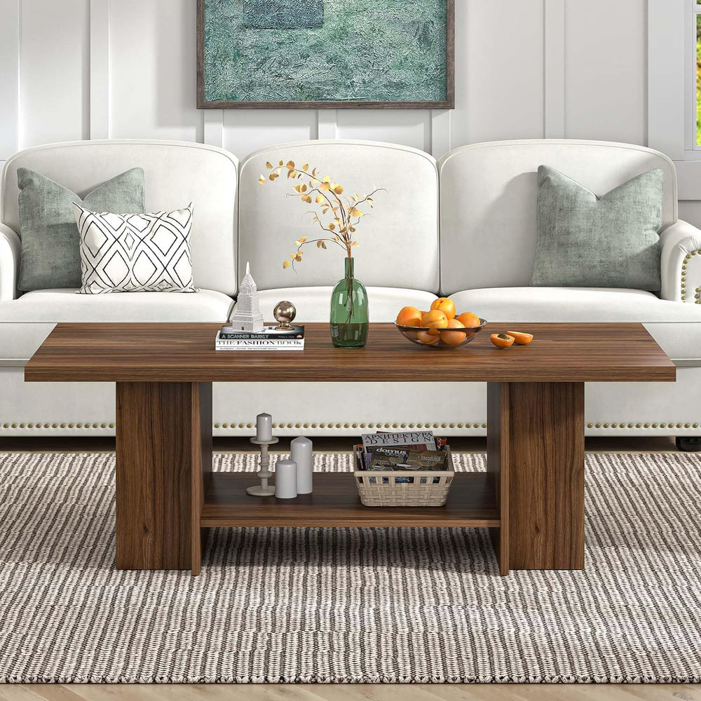 FOLUBAN Coffee Table, Modern Wood Living Room Table with Storage Bottom Shelf...
