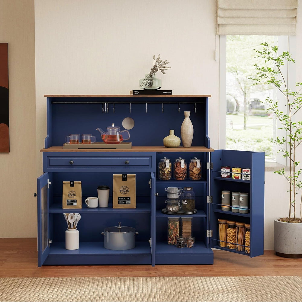 Kitchen Pantry Cabinet with Drawer Storage, 48” Modern Farmhosue Kitchen Hutc...