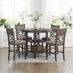 Signature Design by Ashley Wrenning Classic Upholstered Counter Height Dining Table and 4 Bar Stools with Storage, Set of 5, Gray & Light Gray