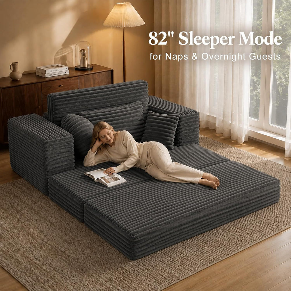 Oversized Chaise Lounge Chair with Ottoman Indoor, 82" Sofa Chair Bed | ...
