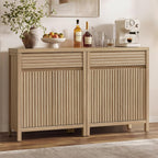 SICOTAS 29" Fluted Buffet Cabinet with Drawer, Modern Storage Cabinet | Elegant Fluted Design, Handle-Free, Adjustable Shelf, 1.38" Thick Panels, Living Room, Kitchen & Entryway, 1 PCS, Light Oak