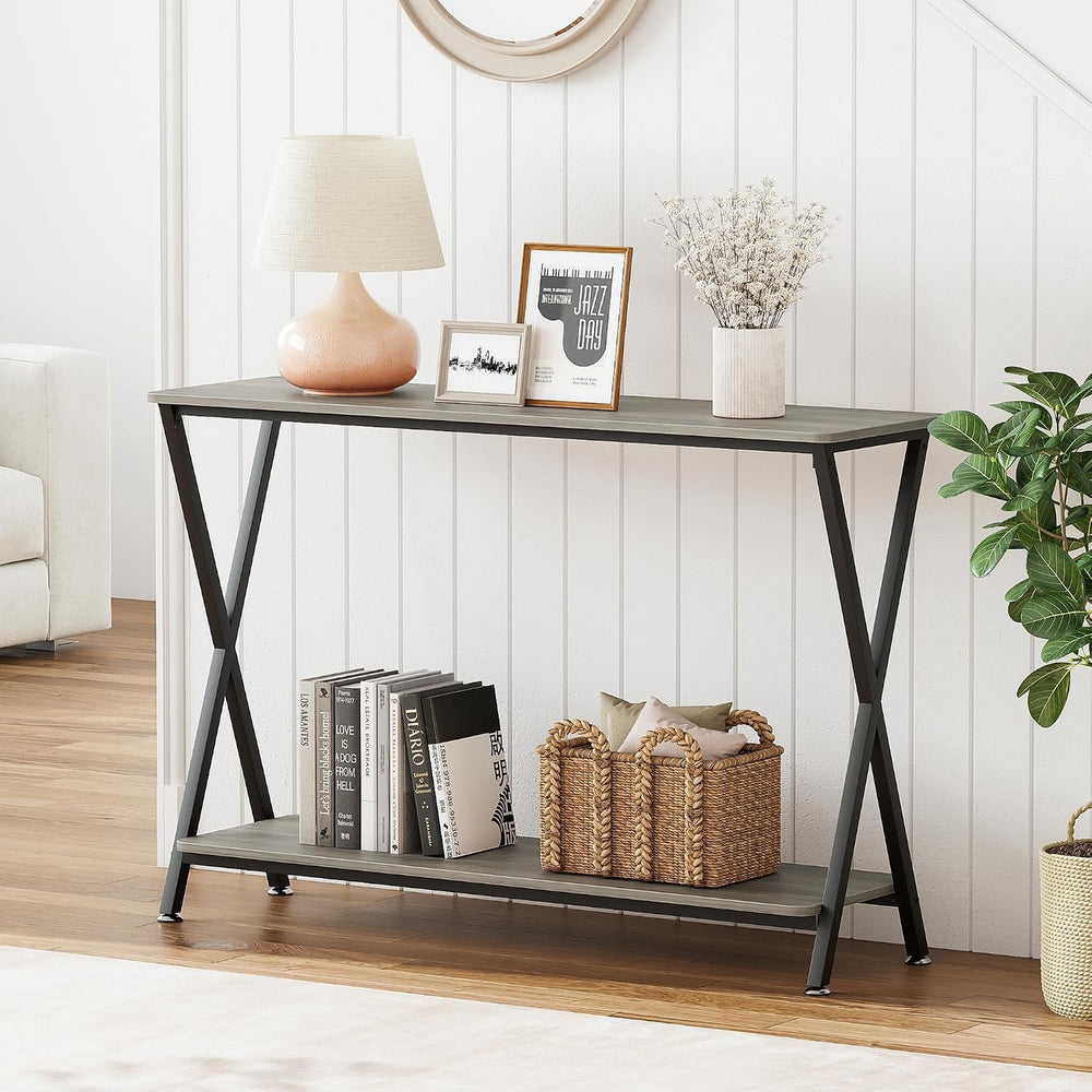Console Table with Storage Shelf, Narrow Entryway Table, Behind Couch Tables,...