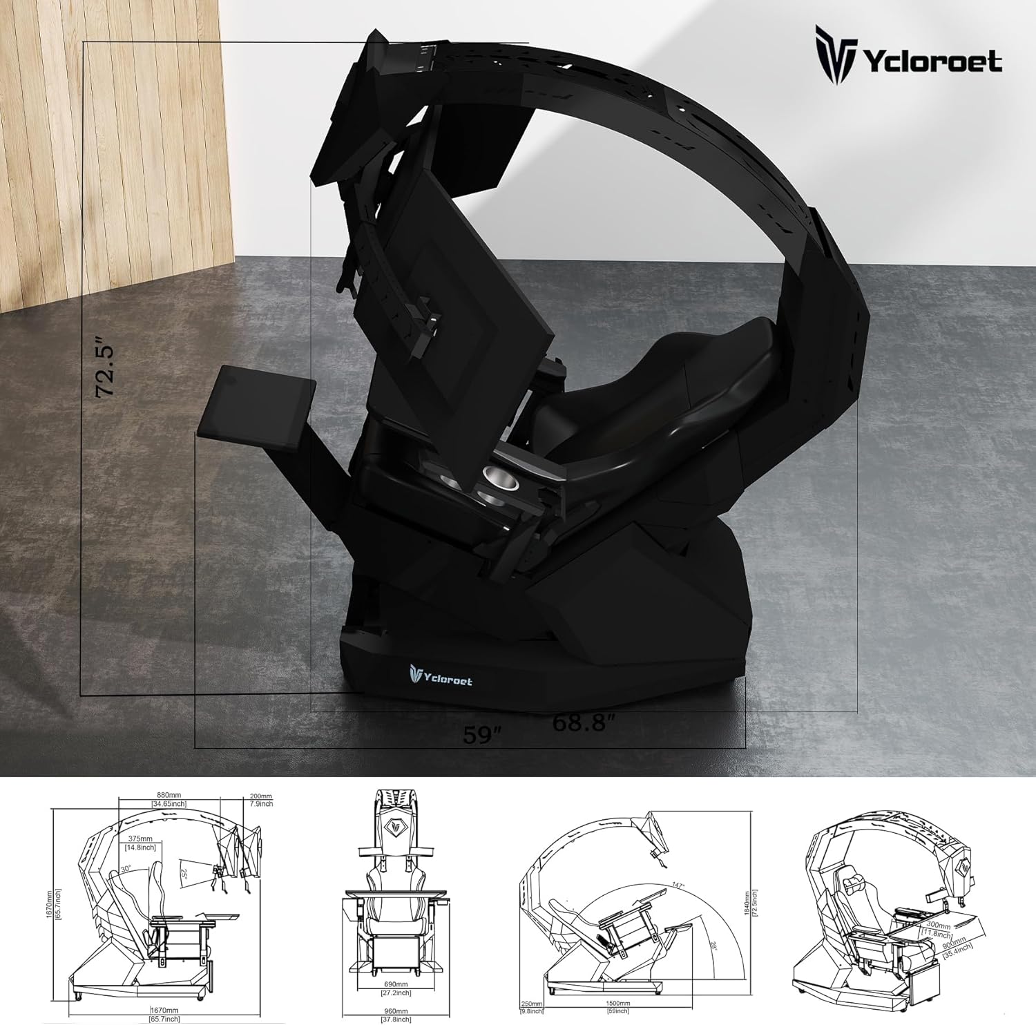 T2 Zero Gravity Leather Massage Chair - Ergonomic Gaming/Office Cockpit, 160° Recline, 3-Screen/49-inch Ultra-Wide Monitor Compatible