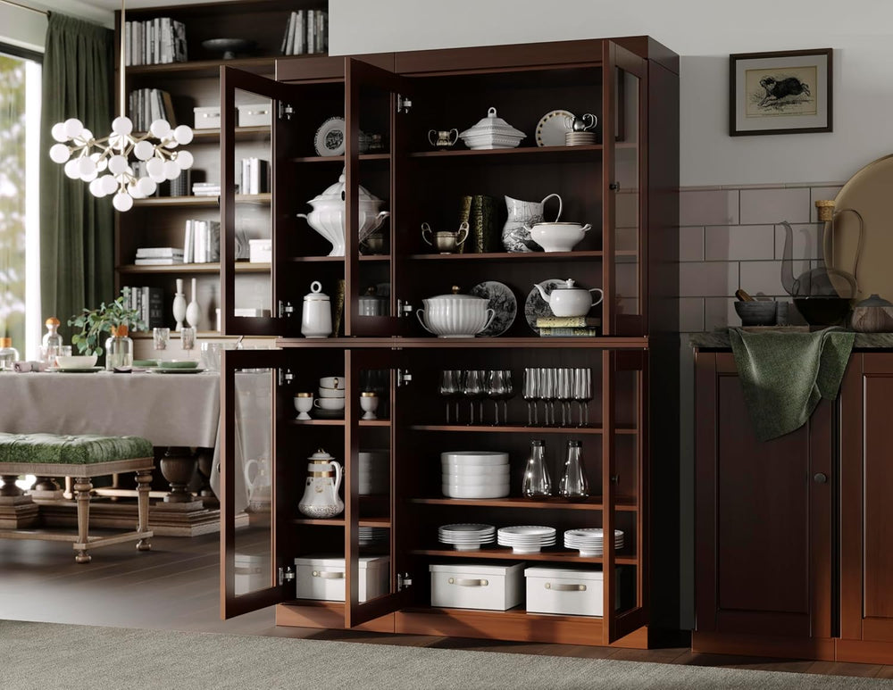 Palace Imports 100% Solid Wood 48.5" Pantry China Cabinet with Clear Gla...