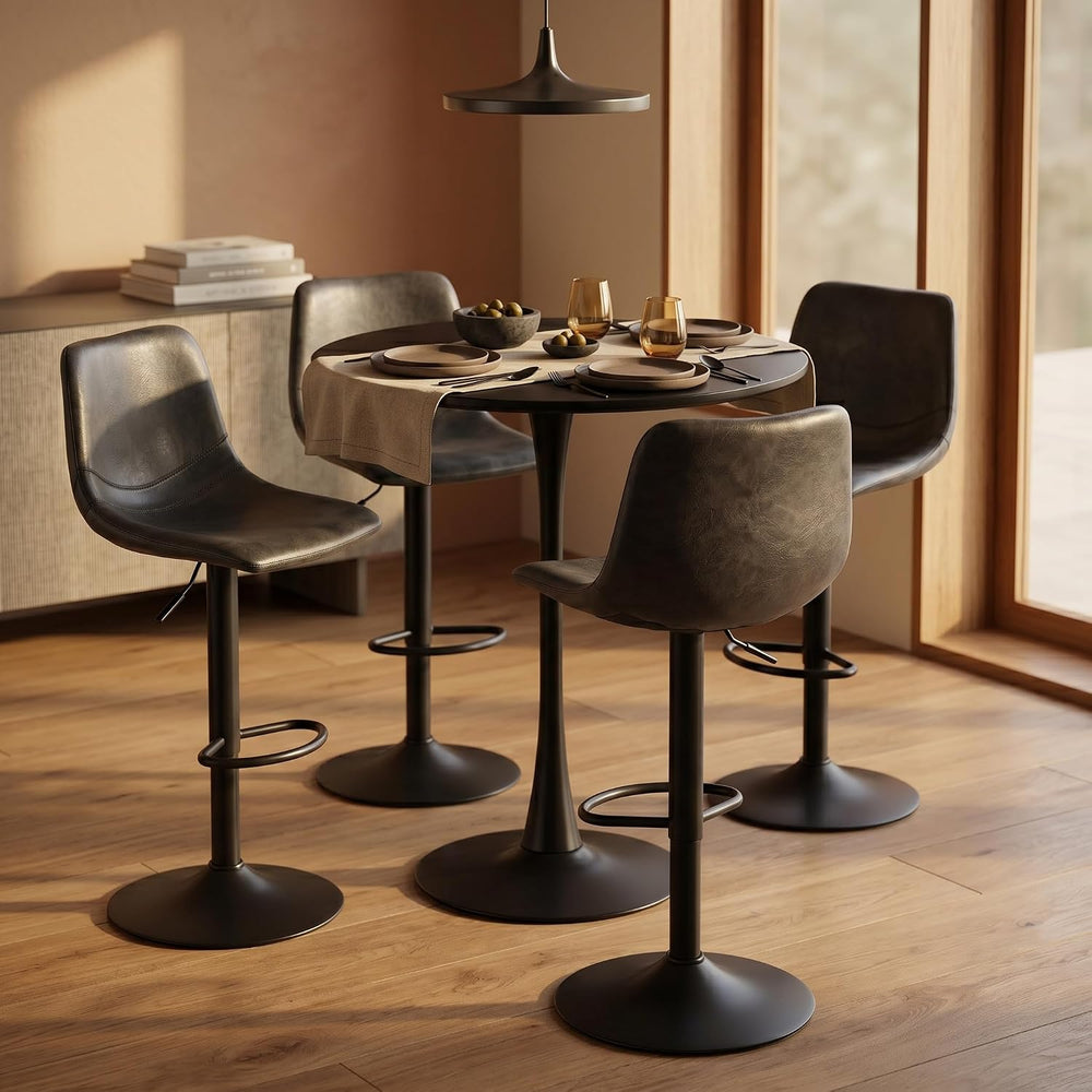 LeisureMod Bristol Collection 35" Round Bar Height Table, Modern MDF Top...