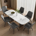 Mid Century Modern Dining Chairs Set of 6, Soft Cushion Upholstered Fabric Kitchen Chairs, Dark Grey