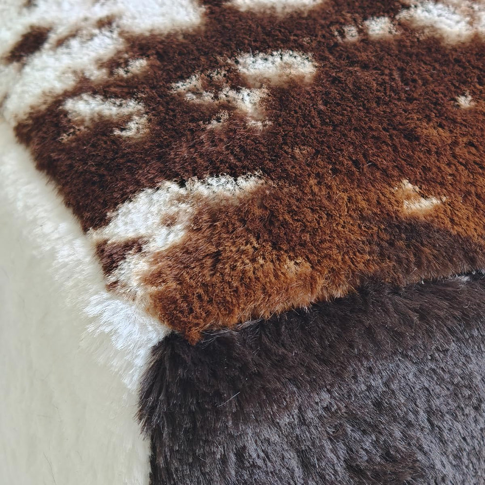 Faux Cowhide Ottoman, Upholstered Foot Stool - 16 x 16 x 17 Inches, Cube Foot...