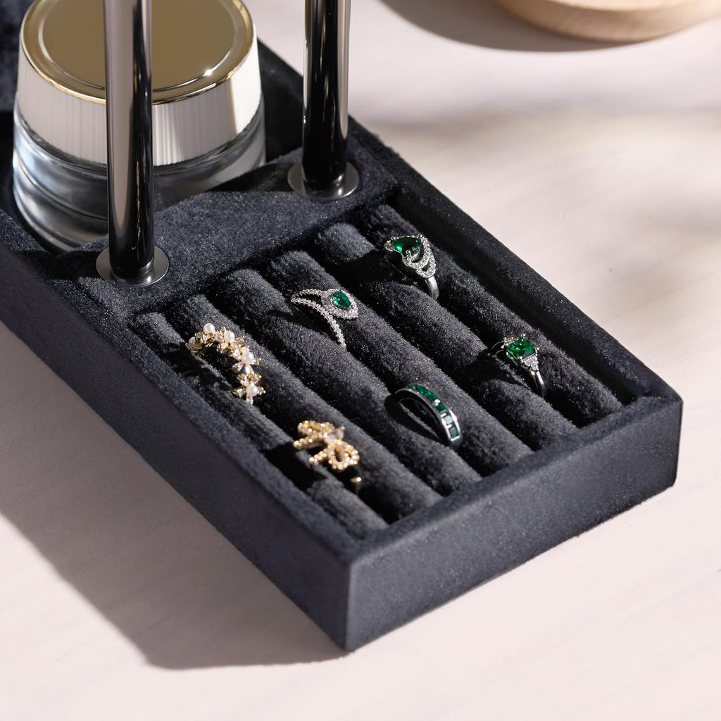 2 Tier Bracelet Holder Display - Detachable T Bar Black Velvet Bracelet Holder, Jewelry Holder Organizer for Bracelet, Necklace, Earrings, Rings