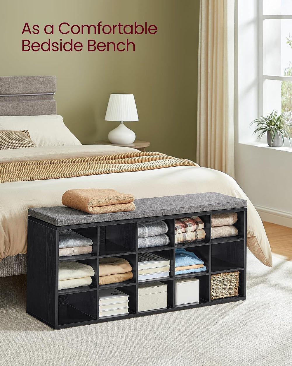 VASAGLE CUSTOS Collection - Shoe Bench, Storage Bench with Padded Seat, Entry...
