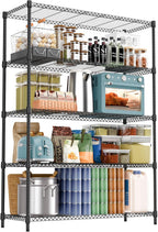 5 Tiers Shelf 1750 lbs Steel Storage Shelving Utility Shelving Unit Steel Organizer Wire Rack for Home,Kitchen,Office,Garage Chrome 17.7" D x 47.2" W x 76.8" H