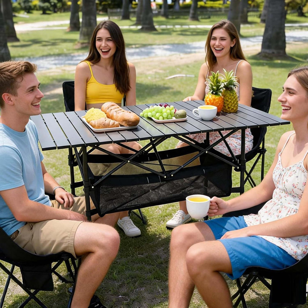 Damei century Large Folding Camping Table, 46.45×25.6in, Adjustable Height