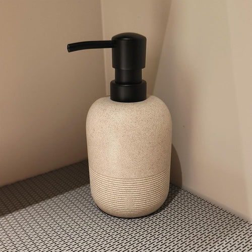 2pcs/Set Beige Hand Soap Dispenser Sets,Resin Liquid Soap Dispenser for Bathroom Countertop,Bathroom Lotion Dispensers-10.6oz.