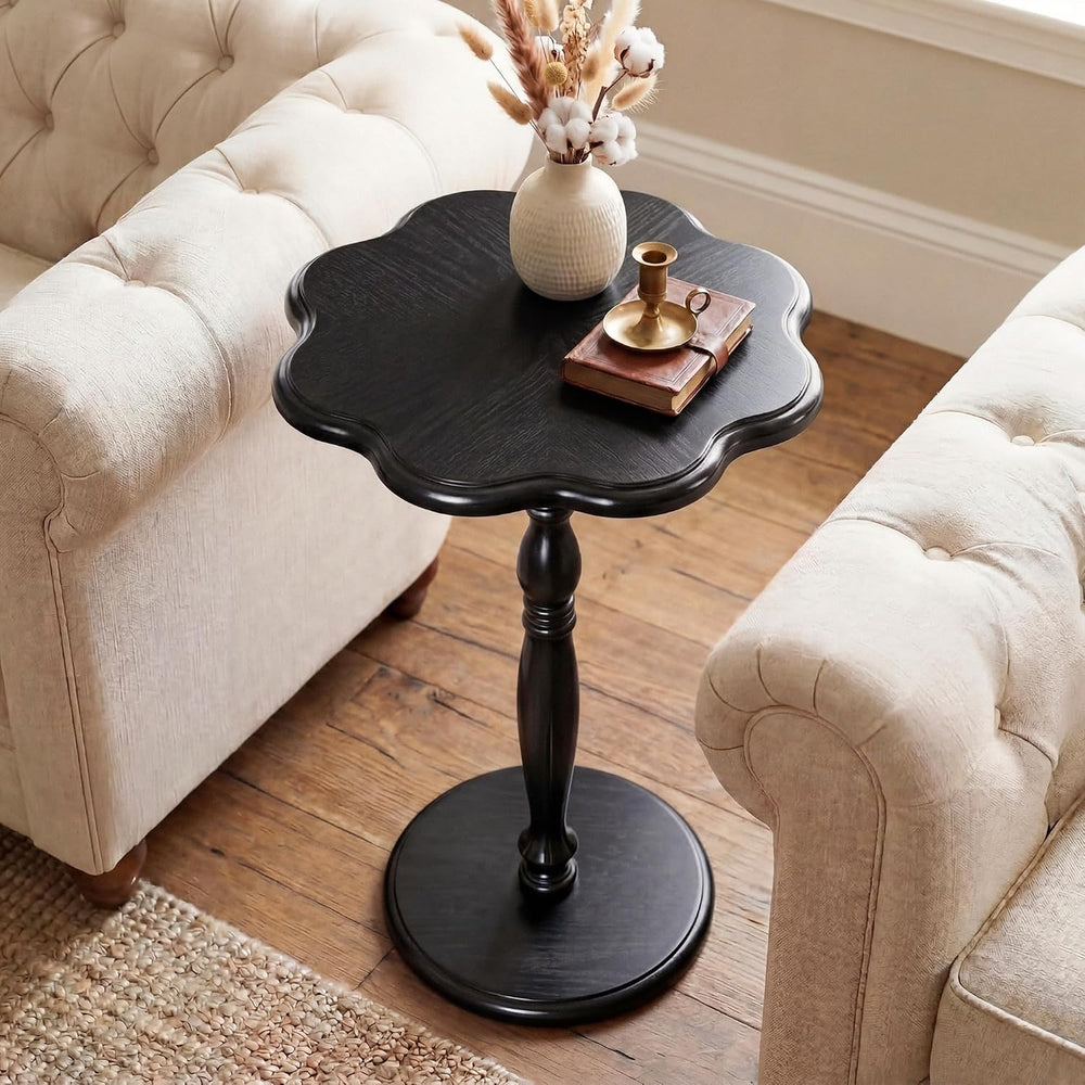 STO'SENSE Black Round Side Table,Drink Table for Small Spaces,Mid-Century...