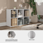 Signature Design by Ashley Onita Modern 3-Tier Floor Standing 6 Cube Organizer for Living Room, Wood, Works with 10.5 W x 10.5 D x 11 H Storage Bin (Sold Separately), White