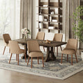 Dining Chairs Set of 6, Upholstered Dining Room Chair with Wood Legs, High-Back Padded Kitchen Chairs for Dining Room/Restaurant/Cafe, Camel