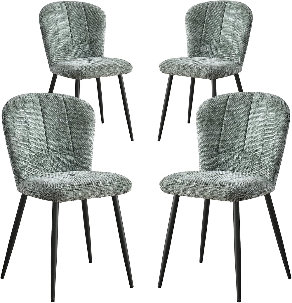 Green Chenille Dining Chairs Set of 4 Accent Chair for Kitchen | Modern Uphol...