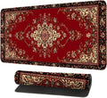 Red Vintage Persian Rug Mouse Pad – Large Extended Desk Mat 31.5 x 11.8 in– Oriental Carpet Design, Non-Slip Rubber Base, Waterproof Surface, Keyboard & Mouse Pad for Office, Gaming, Home