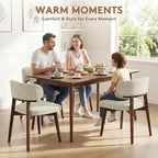 Dining Chairs Set of 2, Modern Upholstered Dining Chairs, Wooden Kitchen Chairs for Dining Room with Ergonomic Curved Backrest