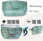 100L Foldable Laundry Baskets 2 Pack, Extra Large Mesh Pop Up Laundry Hamper, Dirty Clothes Hamper with Handles, Pop-up Hampers for Laundry Travel. Dorm or Home Portable Clothes Baskets.Green 2H