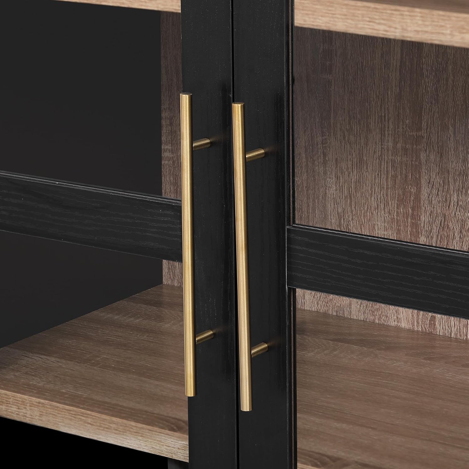 Arched Kitchen Pantry Cabinet, Modern Farmhouse Kitchen Tall Storage Cabinet with Drawers, Adjustable Shelves and Glass Door, Versatile Wooden Cupboard for Dining Room, 71"H x 30"W x 15.75"D, Black