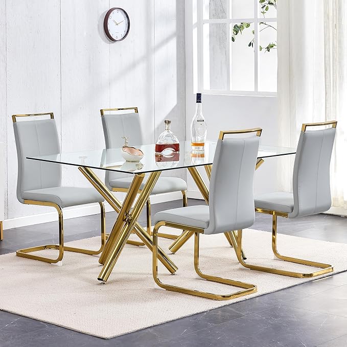 AZmac Modern Leather Dining Chairs Set of 6,Armless Kitchen Chairs,Dining Roo...