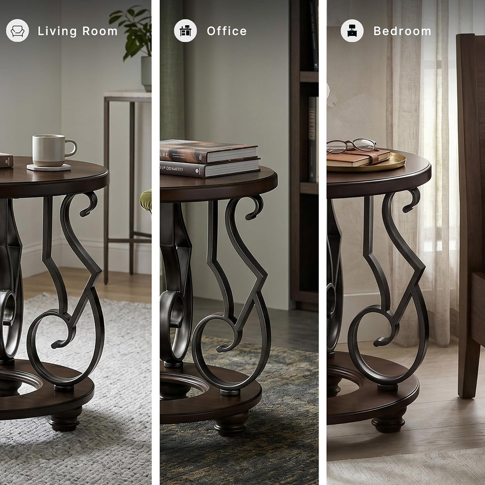 Signature Design by Ashley Frallyn Classic End Table with Curved Metal Suppor...