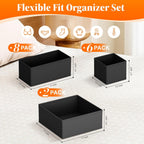 Drawer Organizer Clothes, 16 Pack Drawer Organizers and Underwear Organizer for Nursery, Dividers Clothes Organizer, Closet Organization and Foldable Storage Bins for Sock, Bra, Tie, Black