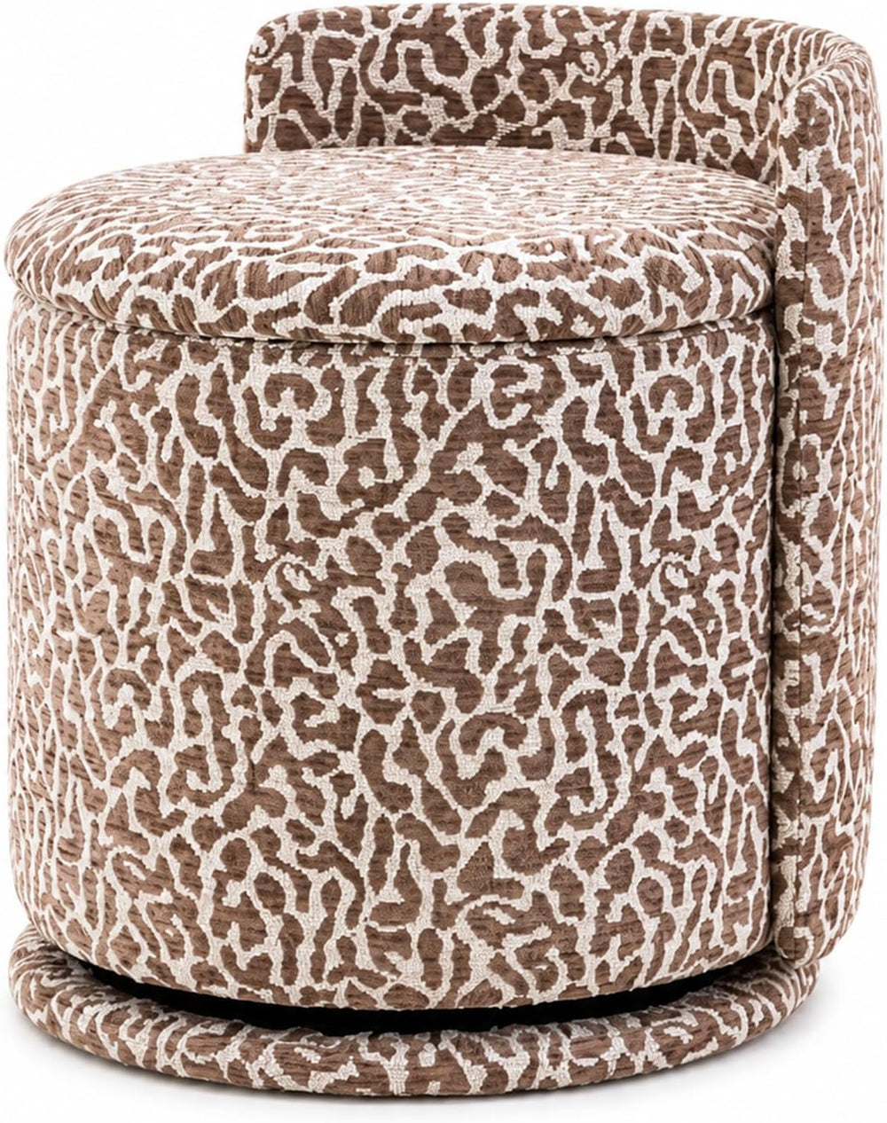 360° Swivel Makeup Chair with Storage, Leopard Upholstered Accent Stool with ...