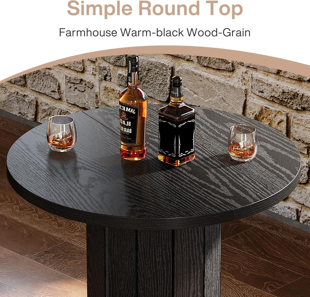 Tribesigns Round Bar Table, 39.4" H Wood Bistro Pub Table with Metal Rin...