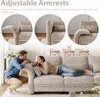 LLappuil 102" Modular Sectional Sofa with Storage Seat, Cozy Chenille Sleeper Sectional Couches for Living Room with Adjustable Armrest Backrest, Khaki