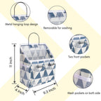 2pcs Small Wall Hanging Organizer Bag, Linen Fabric Door Hanging Storage Basket with Pockets, Waterproof Bin for Kitchen, Bedroom, Office, RV Camper (Triangle)