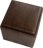 HomePop 17.5" Storage Ottoman with Tray Top - Brown Faux Leather