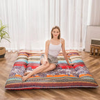 MAXYOYO Japanese Floor Mattress Futon Mattress, 4" Thicken Tatami Mat Sleeping Pad Foldable Roll Up Mat Boys Girls Dormitory Pad Kids Floor Lounger Pillow Bed, Charcoal Grey, Queen Size