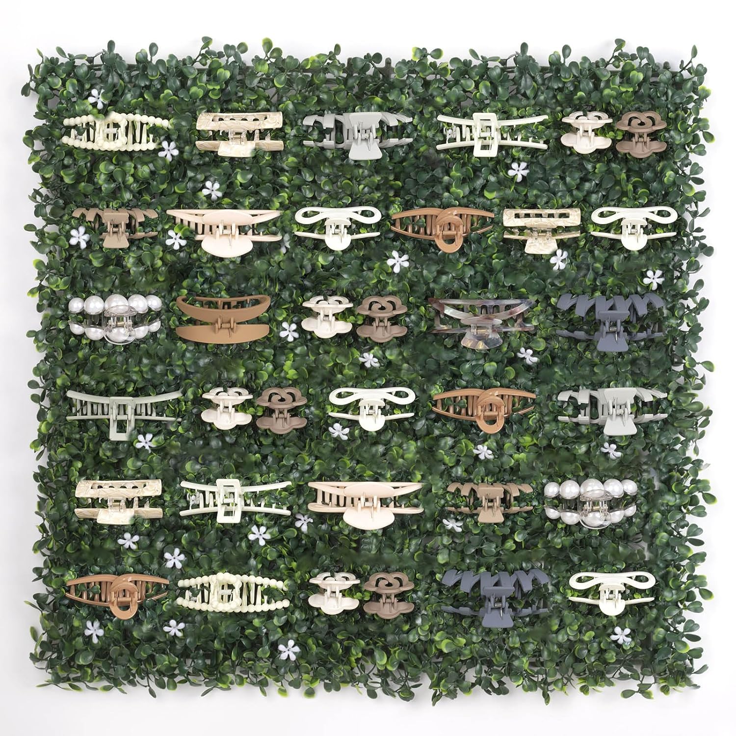 SNOWSTAR Green Grass Claw Clip Organizer Holder,Claw Clip Holder and Storage Decoration,20*20 inch Hair Clip Organizer Grass Greenery Stand for Women and Girl,Hair Clips Decor Display for Wall Green