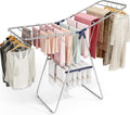 APEXCHASER Stainless Steel Clothes Drying Rack, Drying Rack Clothing with Height-Adjustable, Foldable Gullwings Laundry Drying Rack, Indoor Outdoor Use, No Assembly
