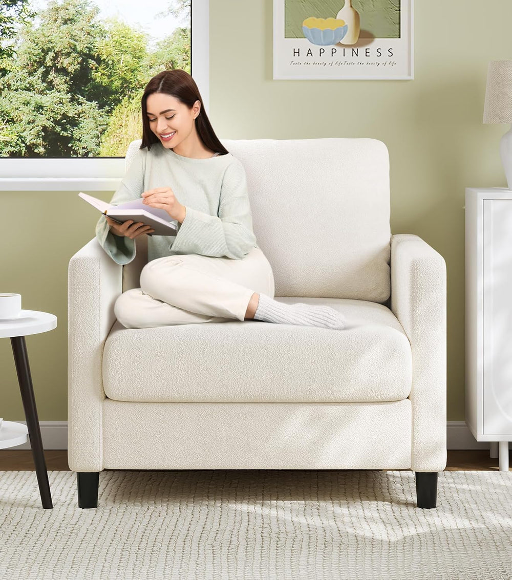 Welzona Sofa Accent Chair, 33" Reading Chair, Comfy Teddy Arm Chairs | C...